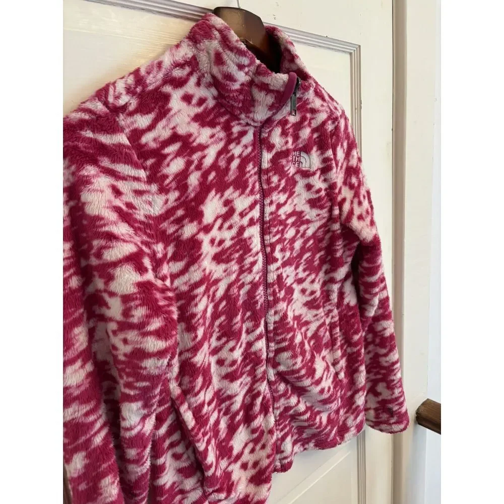 The‎ North Face Girls Osolita Full-Zip Jacket Pink White Fleece XL 14/16